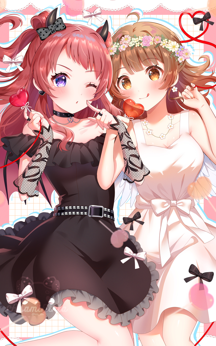 This is a pixiv picture whose title is 😈👼.