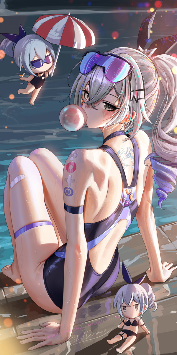 This is a pixiv picture whose title is Silver Wolf swimsuit.