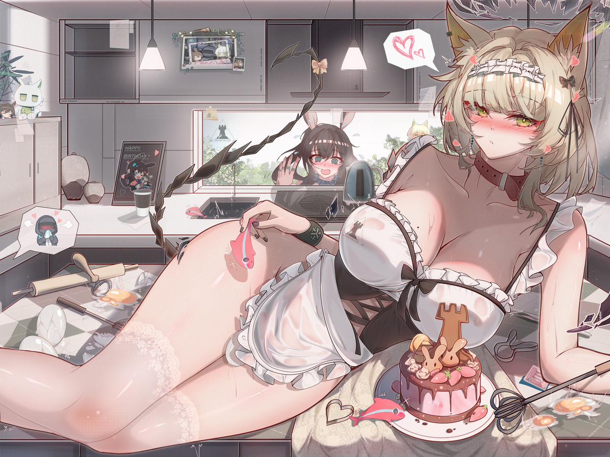 This is a pixiv picture whose title is 乖猫TV之做蛋糕🍰.