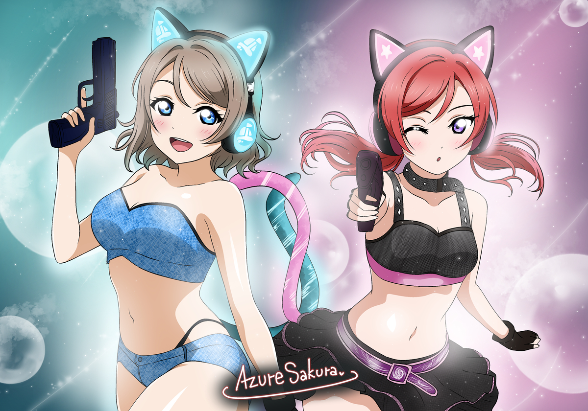 This is a pixiv picture whose title is 【サイバーキャッツ】　渡辺 曜＆西木野 真姫.