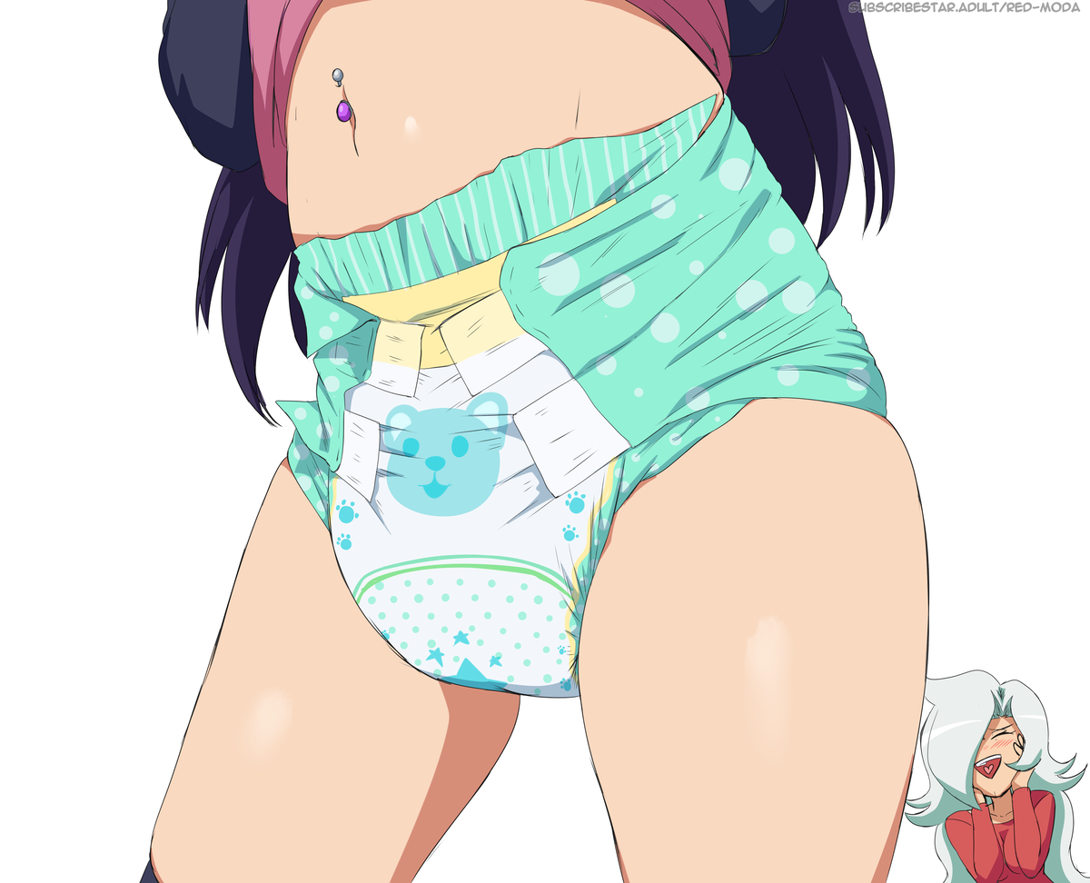 This is a pixiv picture whose title is Mona's Diaper Butt.