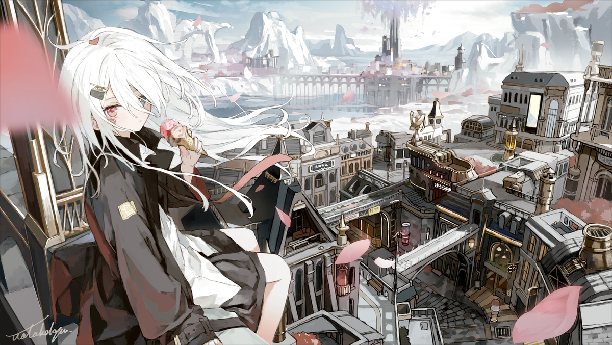 This is a pixiv picture whose title is 花舞う都ビスタバリ.