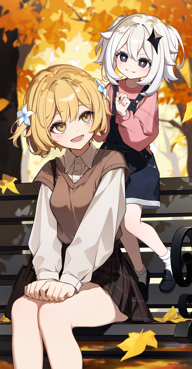 This is a pixiv picture whose title is おそろいツインテ🍁.