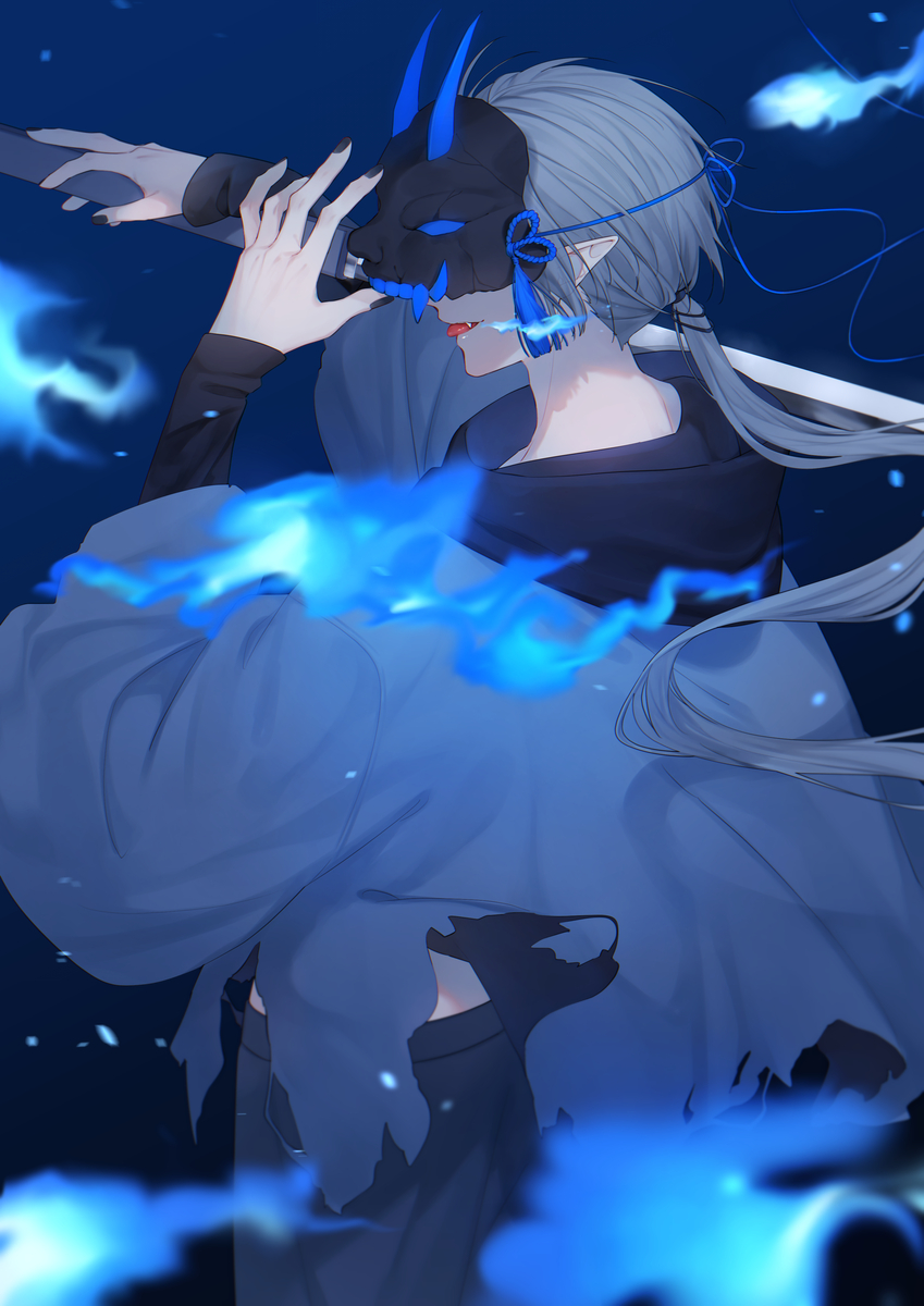 This is a pixiv picture whose title is 鬼は外？イヤだね、やれるもんならやってみな.