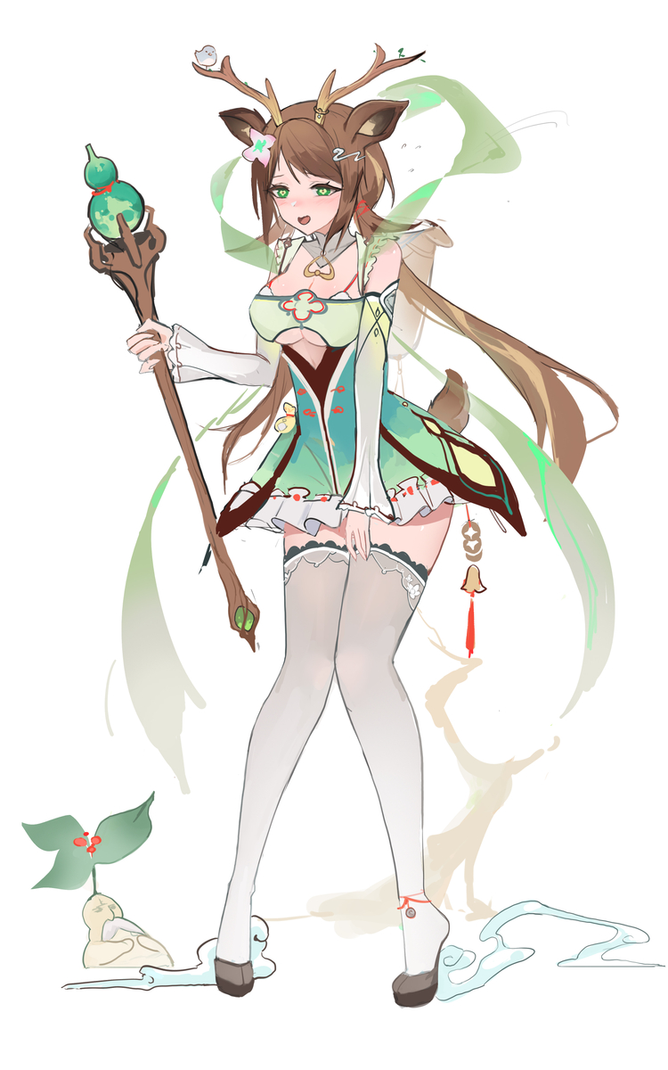 This is a pixiv picture whose title is 灵鹿药仙  梓萋.