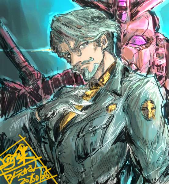 This is a pixiv picture whose title is シャリア・ブル&赤いガンダム.