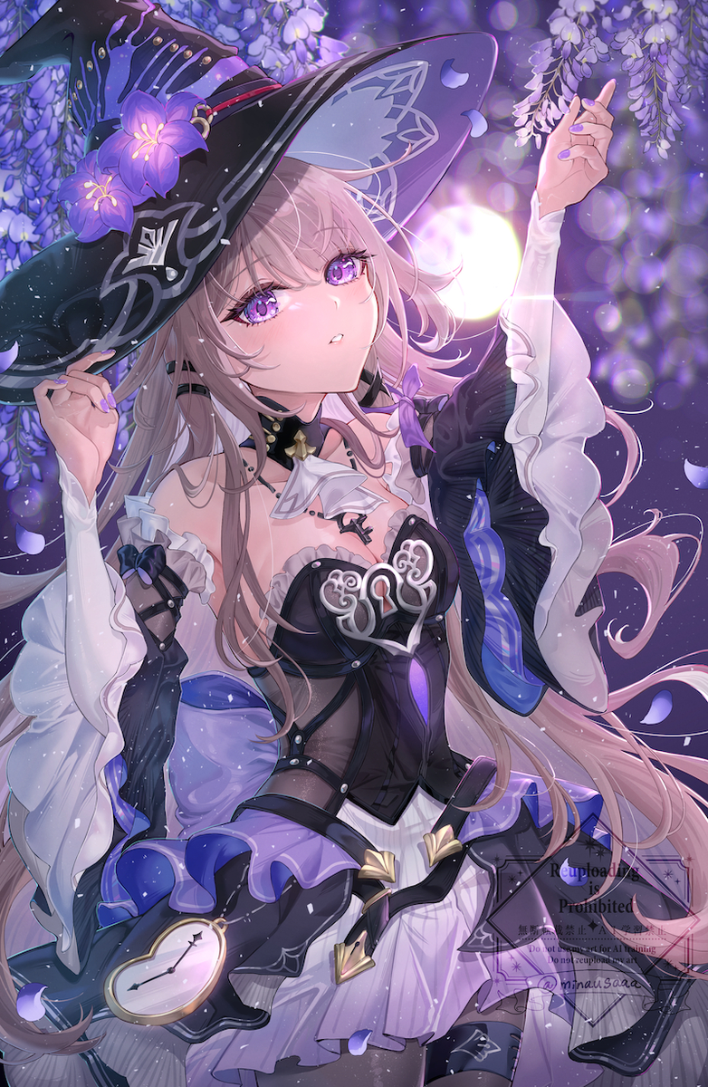 This is a pixiv picture whose title is 月夜ノ花.