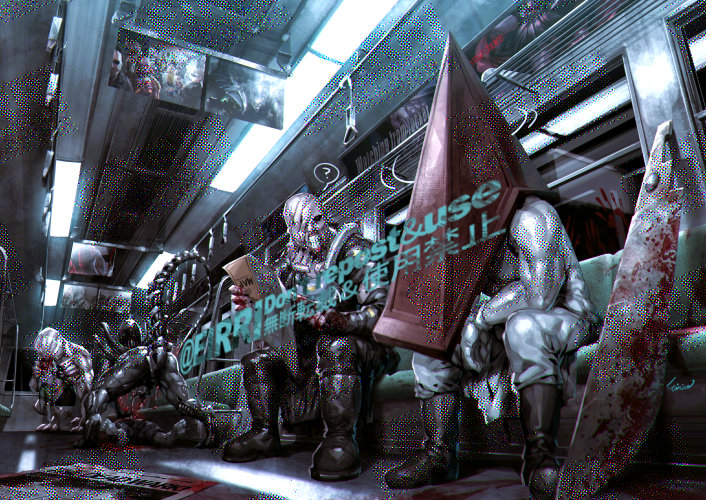 This is a pixiv picture whose title is 地下鉄.