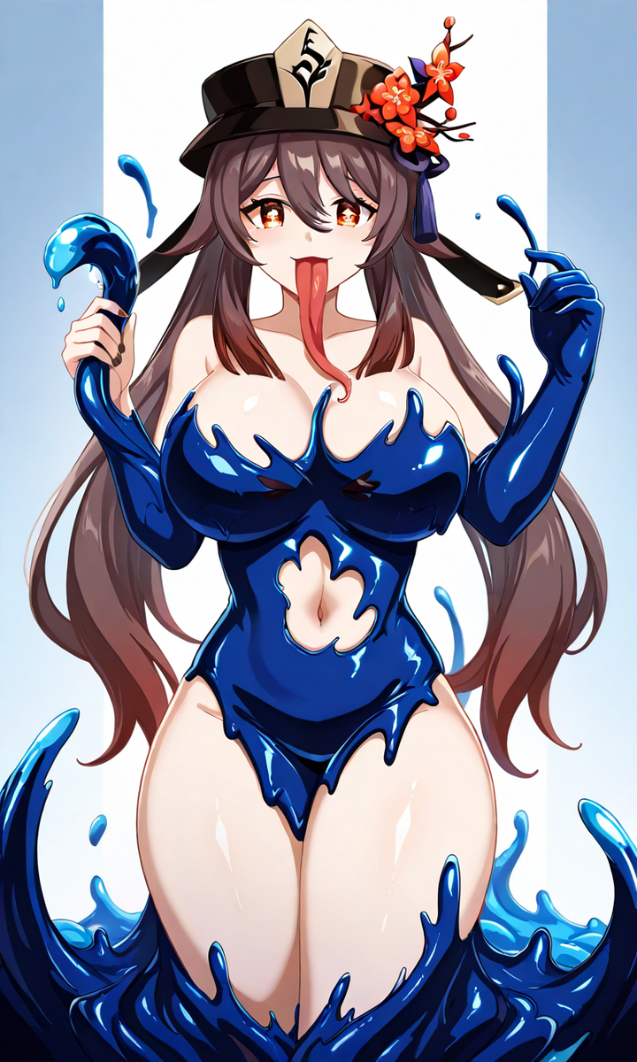 This is a pixiv picture whose title is Hutao's slime skin.
