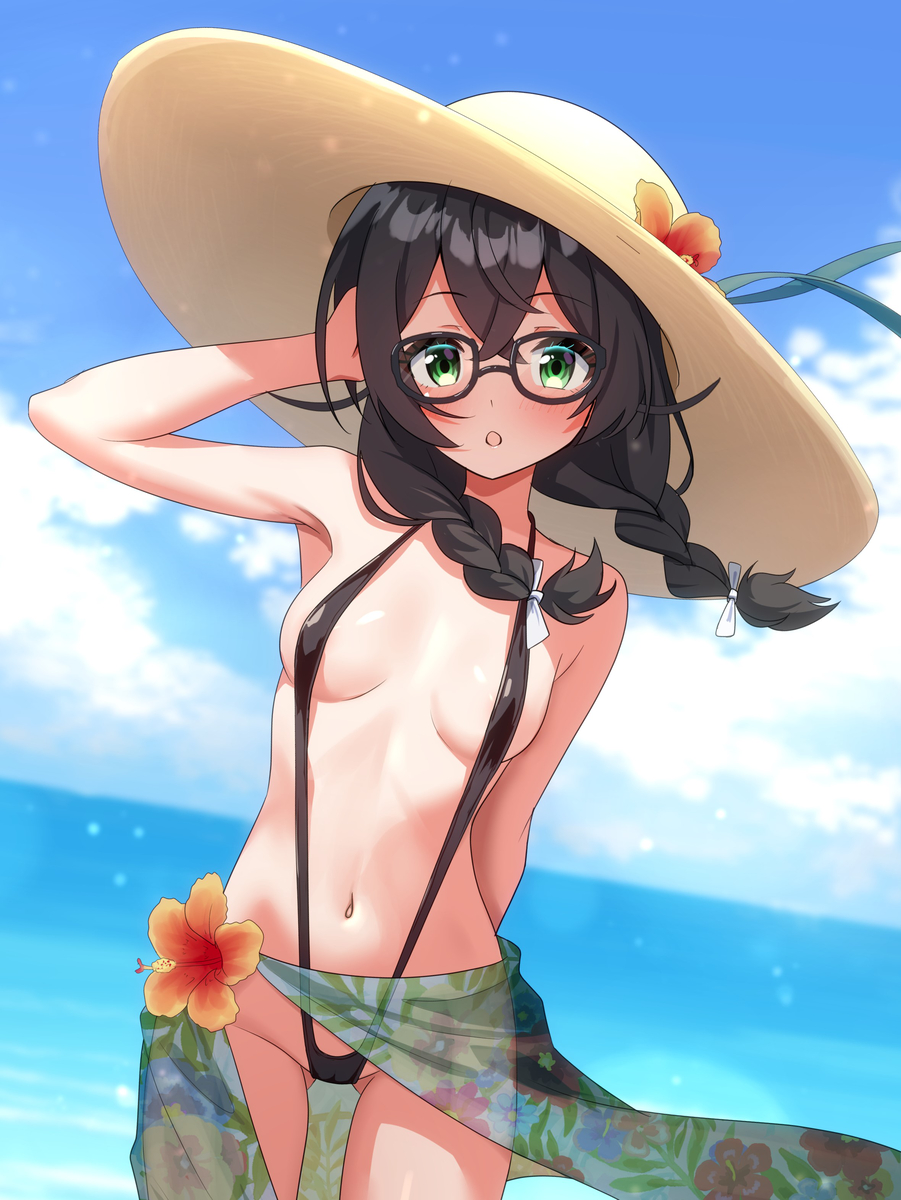 This is a pixiv picture whose title is 千冬「六花先輩から内地ではこの水着が流行りなんだと聞いたのですが.