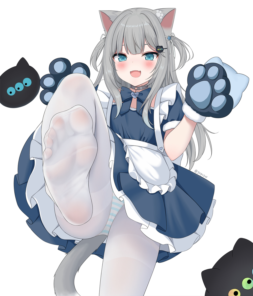 This is a pixiv picture whose title is メイドなちょ猫.