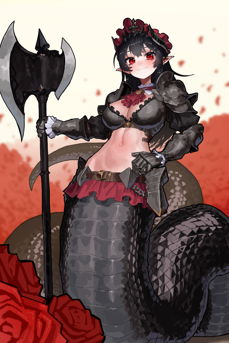 This is a pixiv picture whose title is 鎧ラミアちゃん.