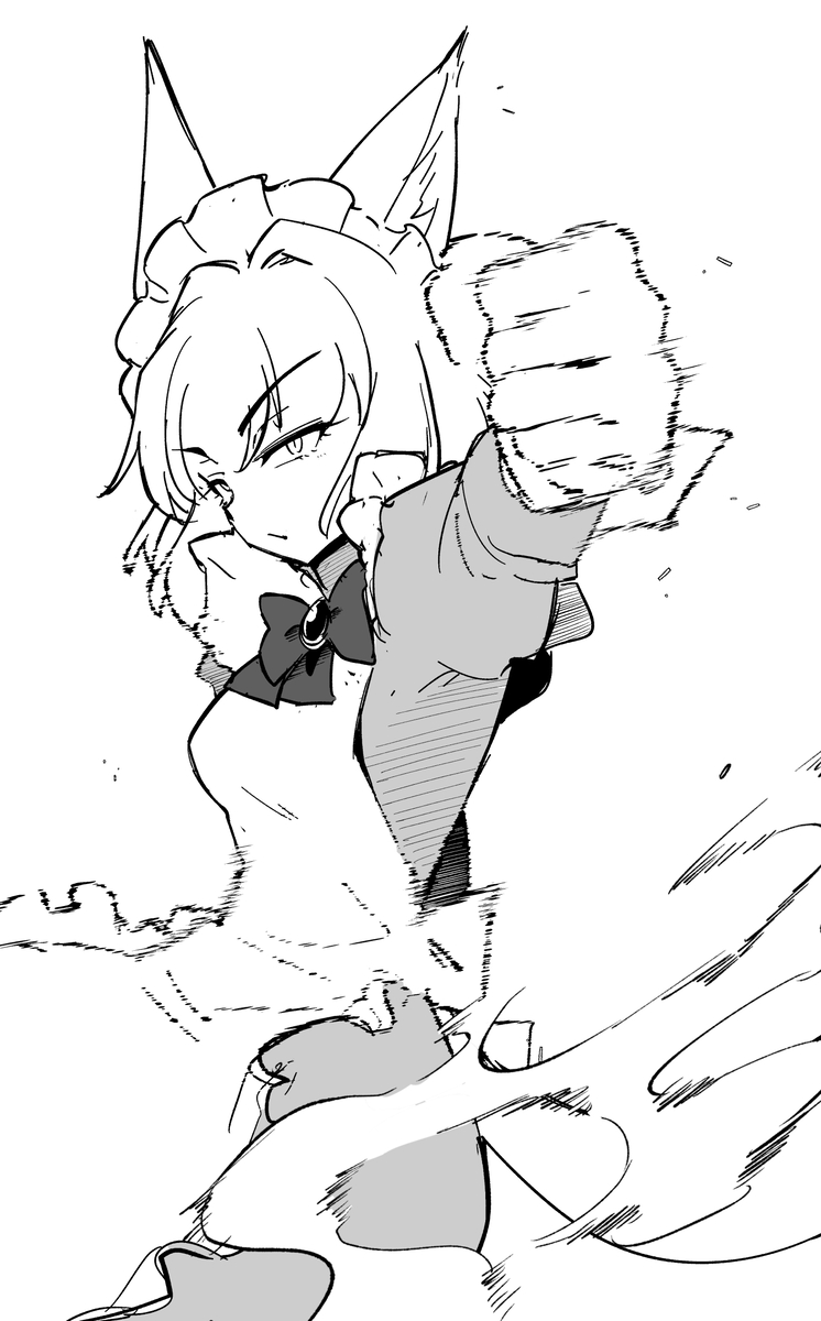 This is a pixiv picture whose title is 狼メイドさん.