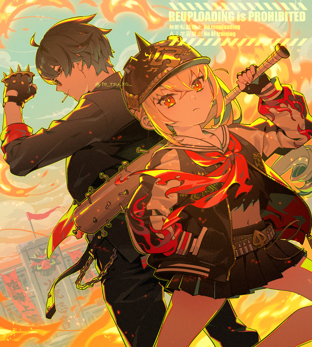 This is a pixiv picture whose title is 喧嘩上等！カリュドーン学園 （2枚詰め）.