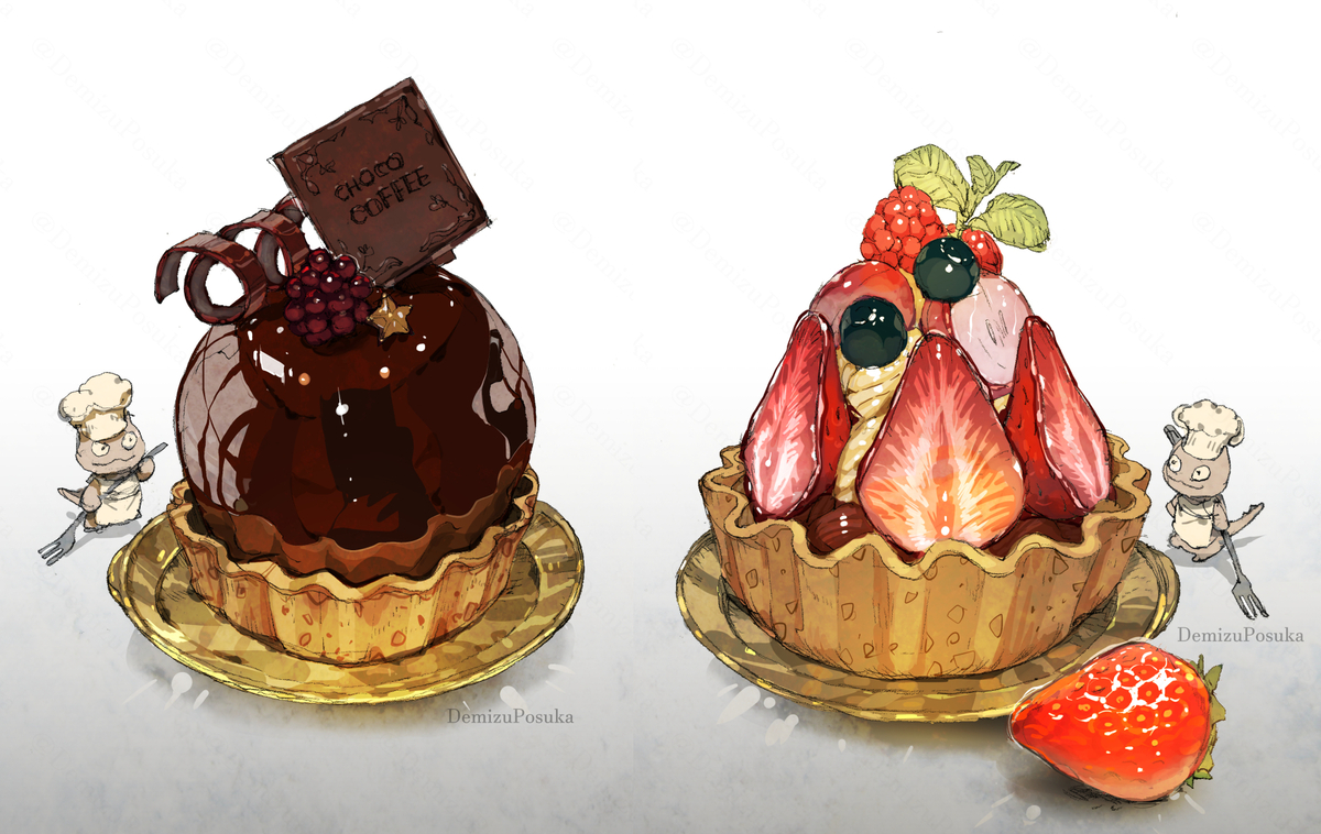 This is a pixiv picture whose title is チョコレートとイチゴのケーキ.