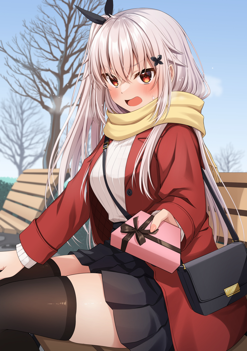 This is a pixiv picture whose title is 「お礼とかいいから…はやく受け取ってくれない？！」.