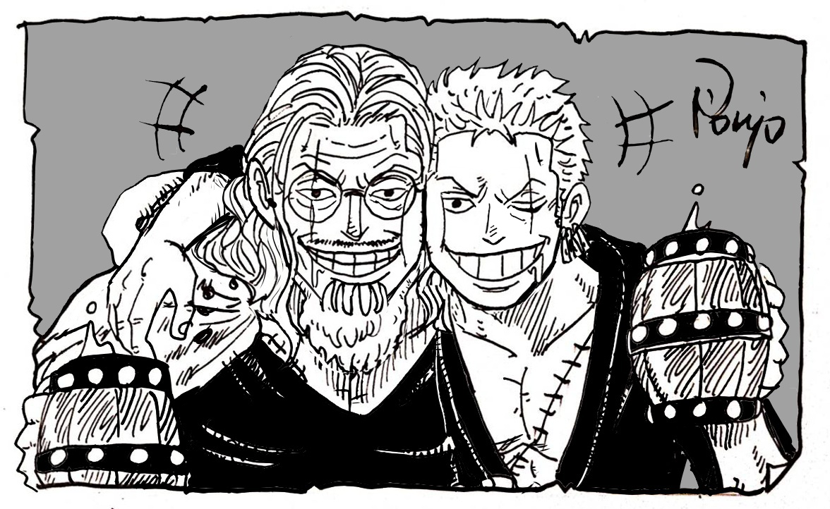 This is a pixiv picture whose title is むぎゅっと海賊王の右腕と未来の海賊王の右腕.