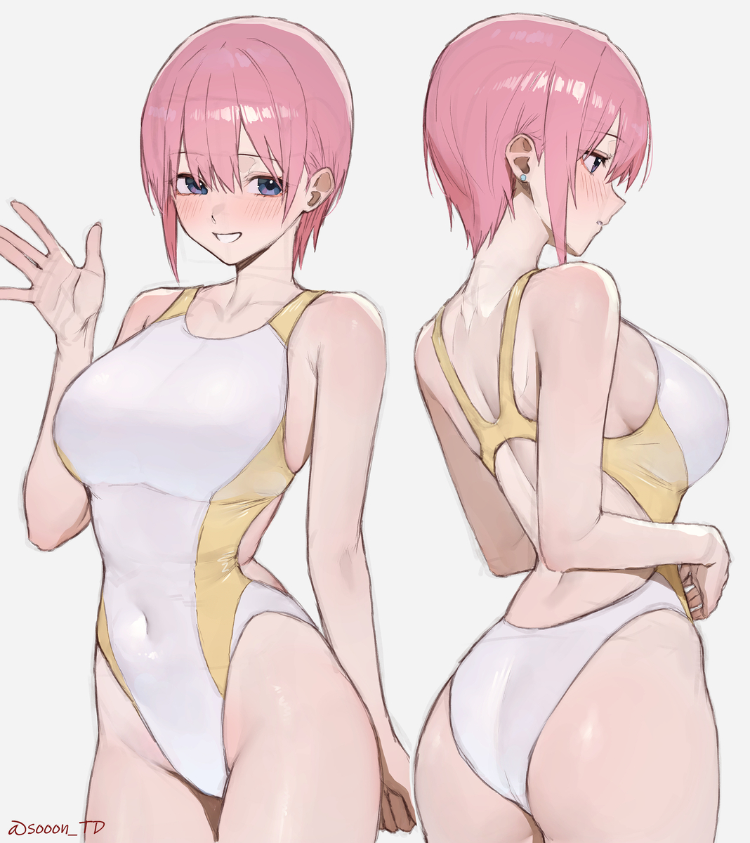 This is a pixiv picture whose title is 競泳水着　一花.