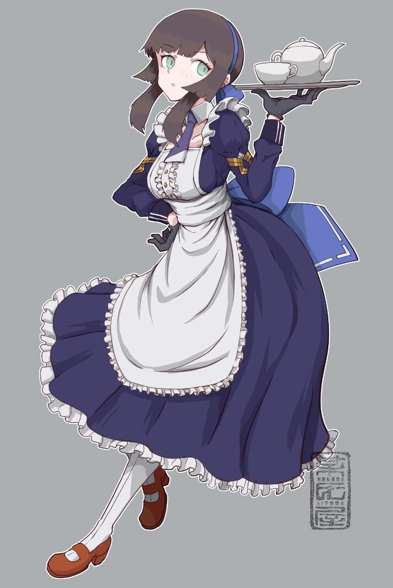 This is a pixiv picture whose title is メイドモガドール.