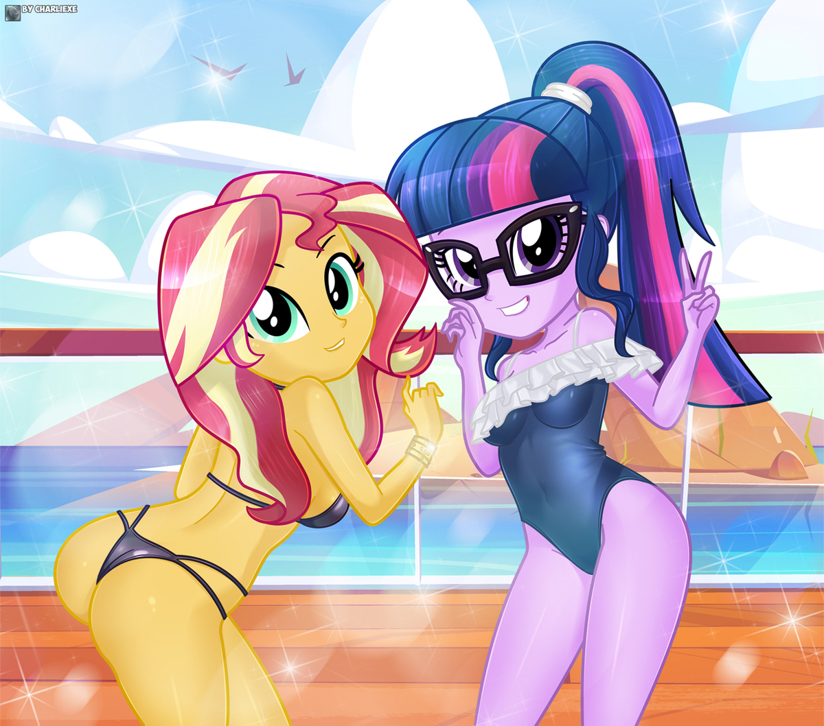 This is a pixiv picture whose title is Sunset and Twilight.