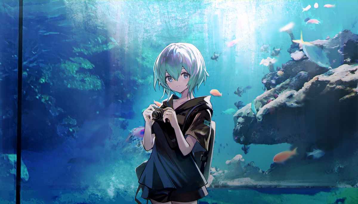 This is a pixiv picture whose title is 最期のシャッター.