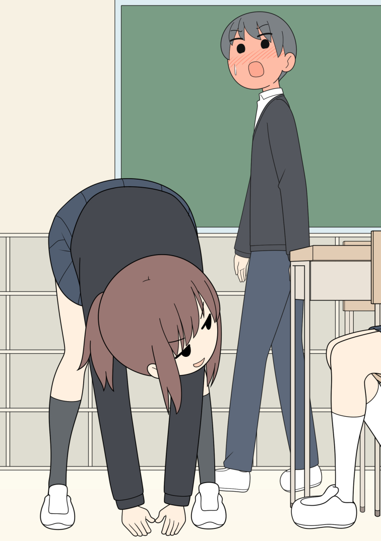 This is a pixiv picture whose title is 柔軟体操の成果が出てきたので見せびらかしている女の子.