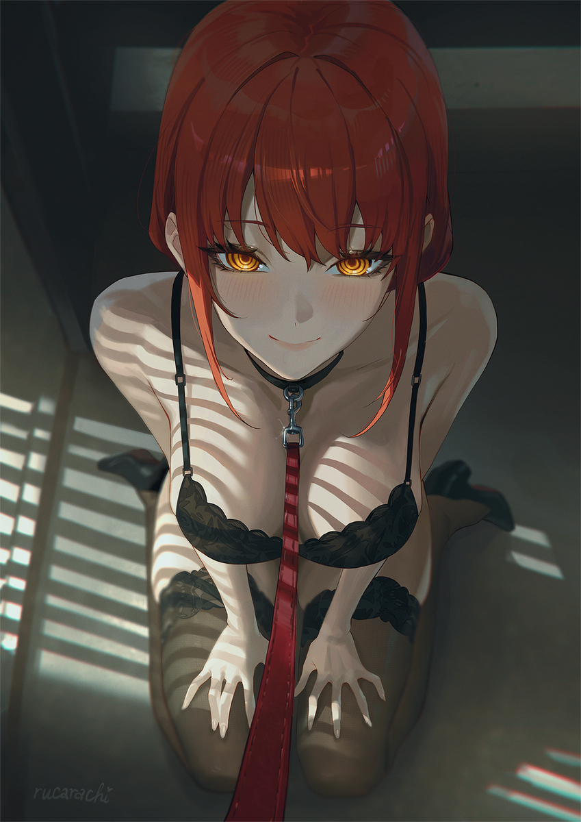 This is a pixiv picture whose title is この首輪で支配しているつもり？.