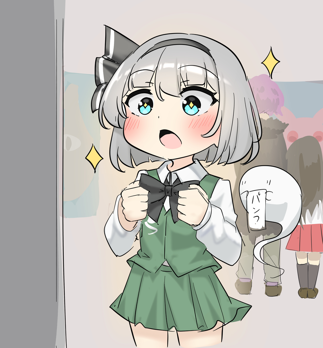 This is a pixiv picture whose title is とある美術館を鑑賞する妖夢ちゃん.