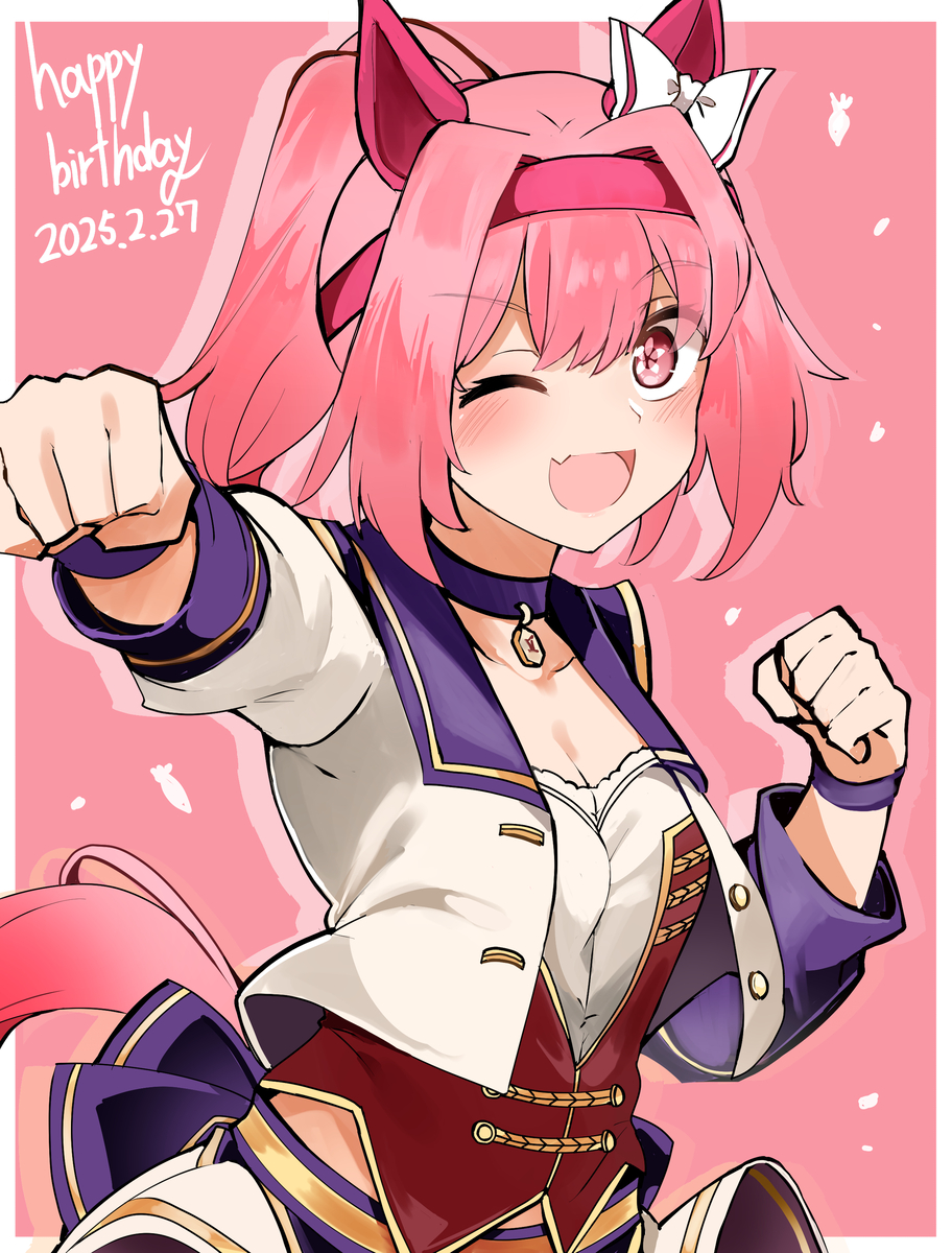 This is a pixiv picture whose title is ハルウララ生誕祭2025絵.