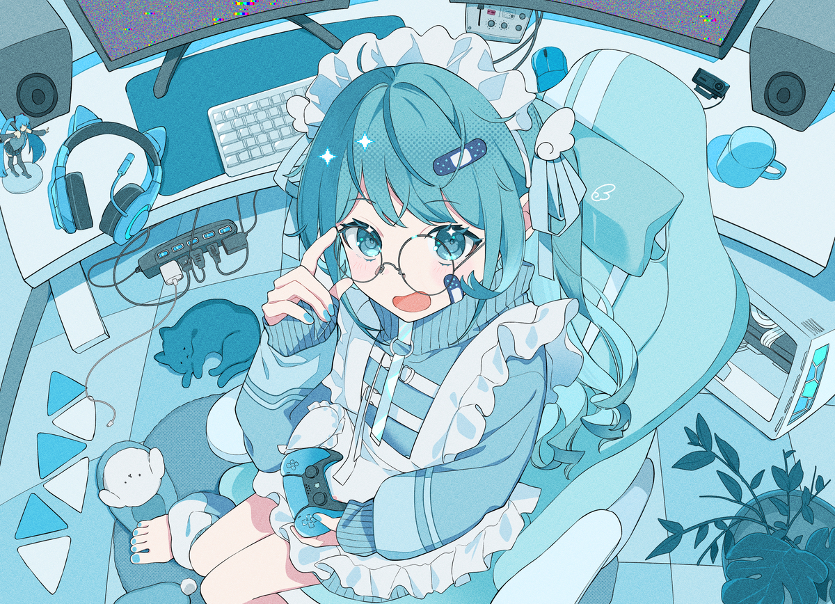 This is a pixiv picture whose title is ジャージメイド💙.
