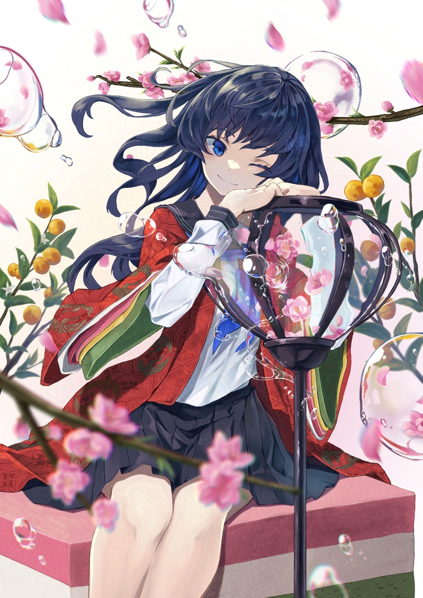 This is a pixiv picture whose title is 桃の幸せを桃花に乗せて.