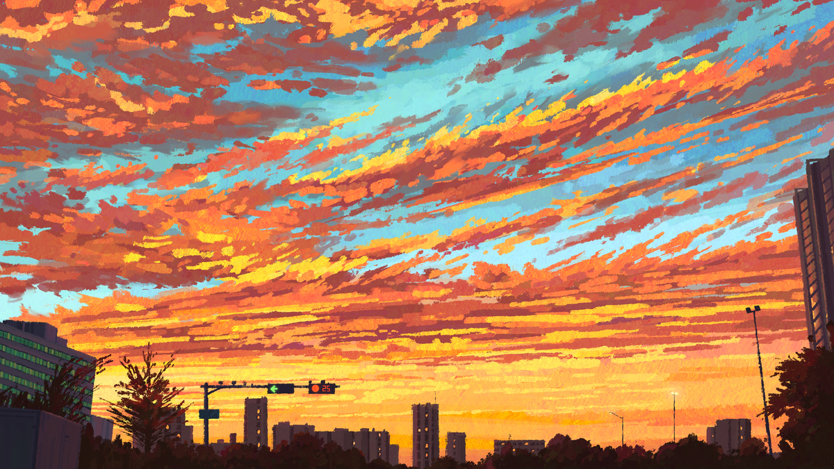 This is a pixiv picture whose title is 送你一场金色黄昏-Golden Sky.