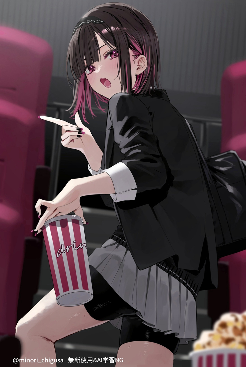 This is a pixiv picture whose title is ｢座席こっち………ん？どこ見てんの？｣.