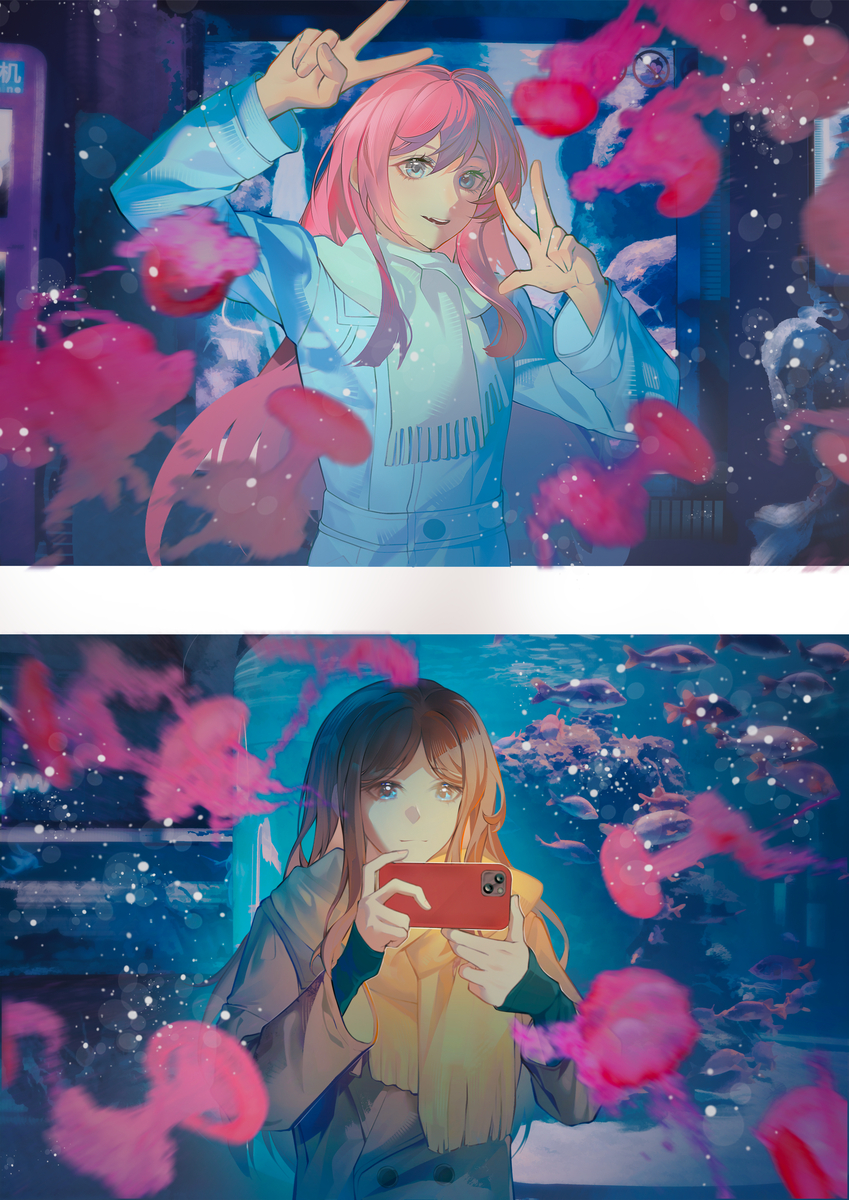 This is a pixiv picture whose title is 水族馆拍照.