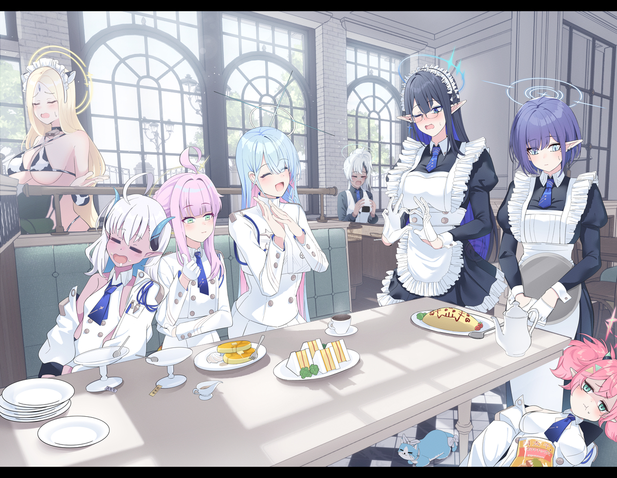 This is a pixiv picture whose title is 連邦生徒会 Maid Cafe.