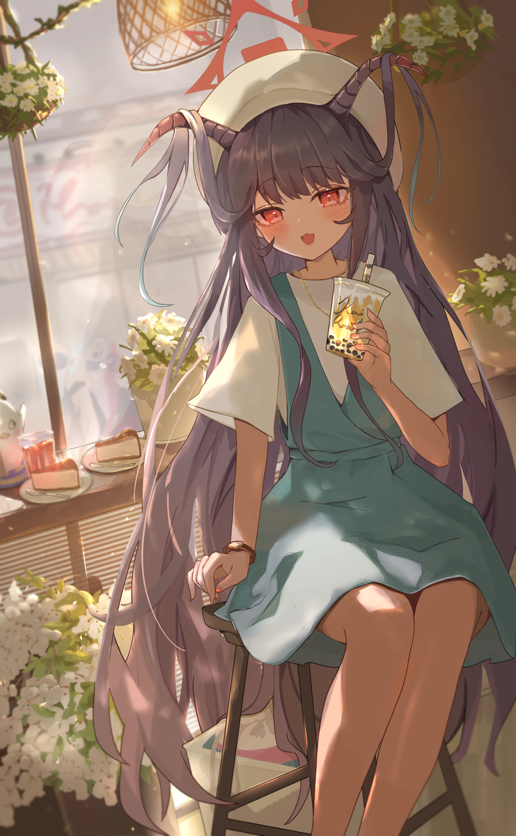 This is a pixiv picture whose title is 私服フウカとカフェデート.