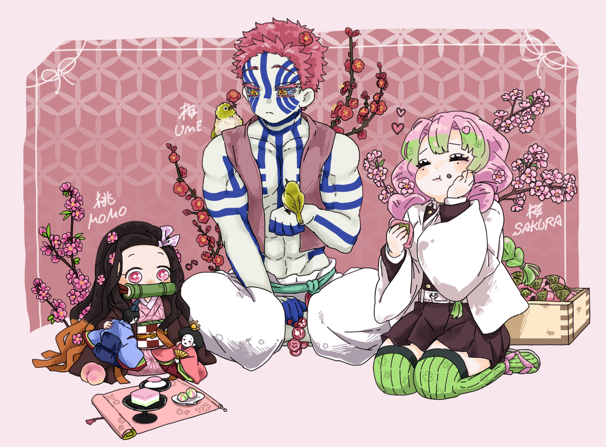 This is a pixiv picture whose title is 桃の節句.