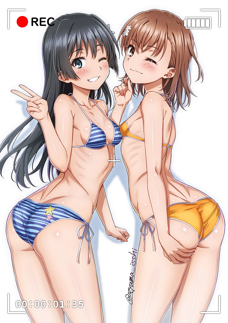 This is a pixiv picture whose title is みこさてで水着撮影会.