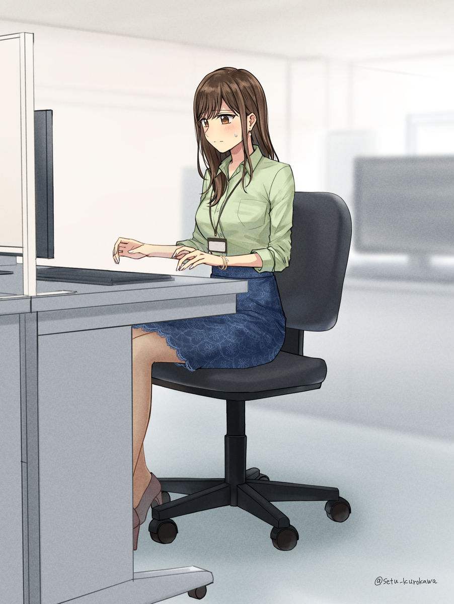 This is a pixiv picture whose title is 仕事中のOLさん.