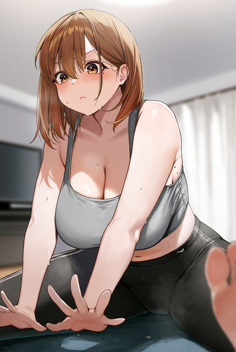 This is a pixiv picture whose title is OLちゃんエクササイズ中💪💦.