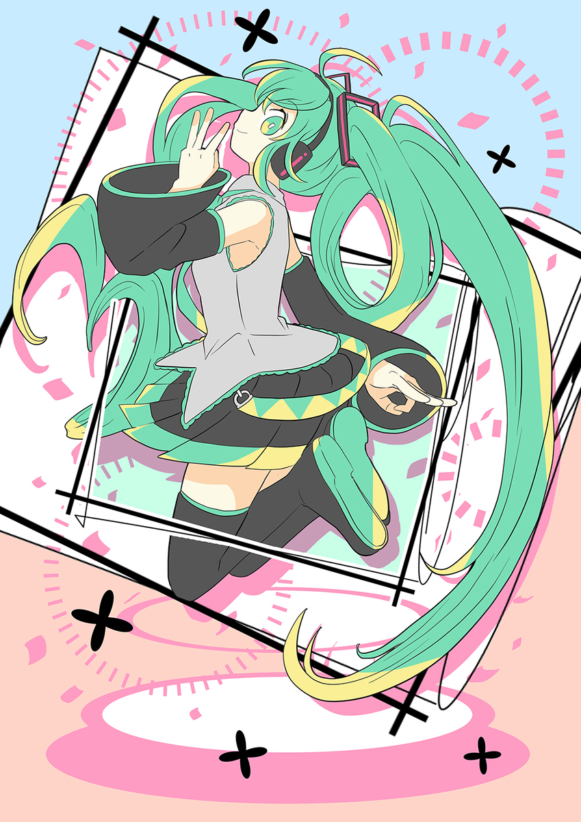 This is a pixiv picture whose title is ㊗ミクの日！㊗.