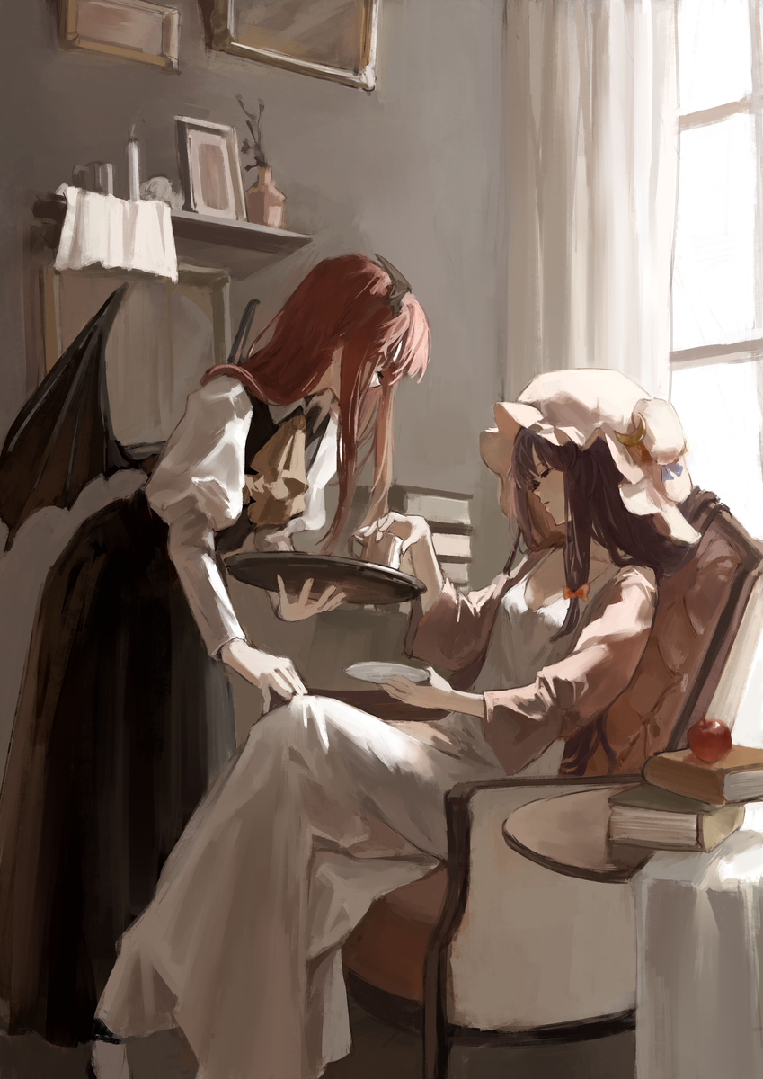 This is a pixiv picture whose title is パチュリーと小悪魔.