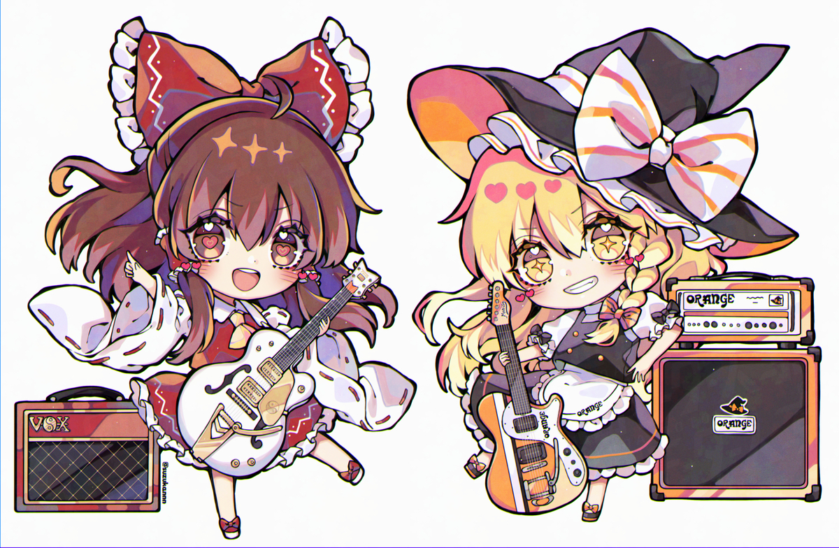 This is a pixiv picture whose title is ギター🎸レイマリ.