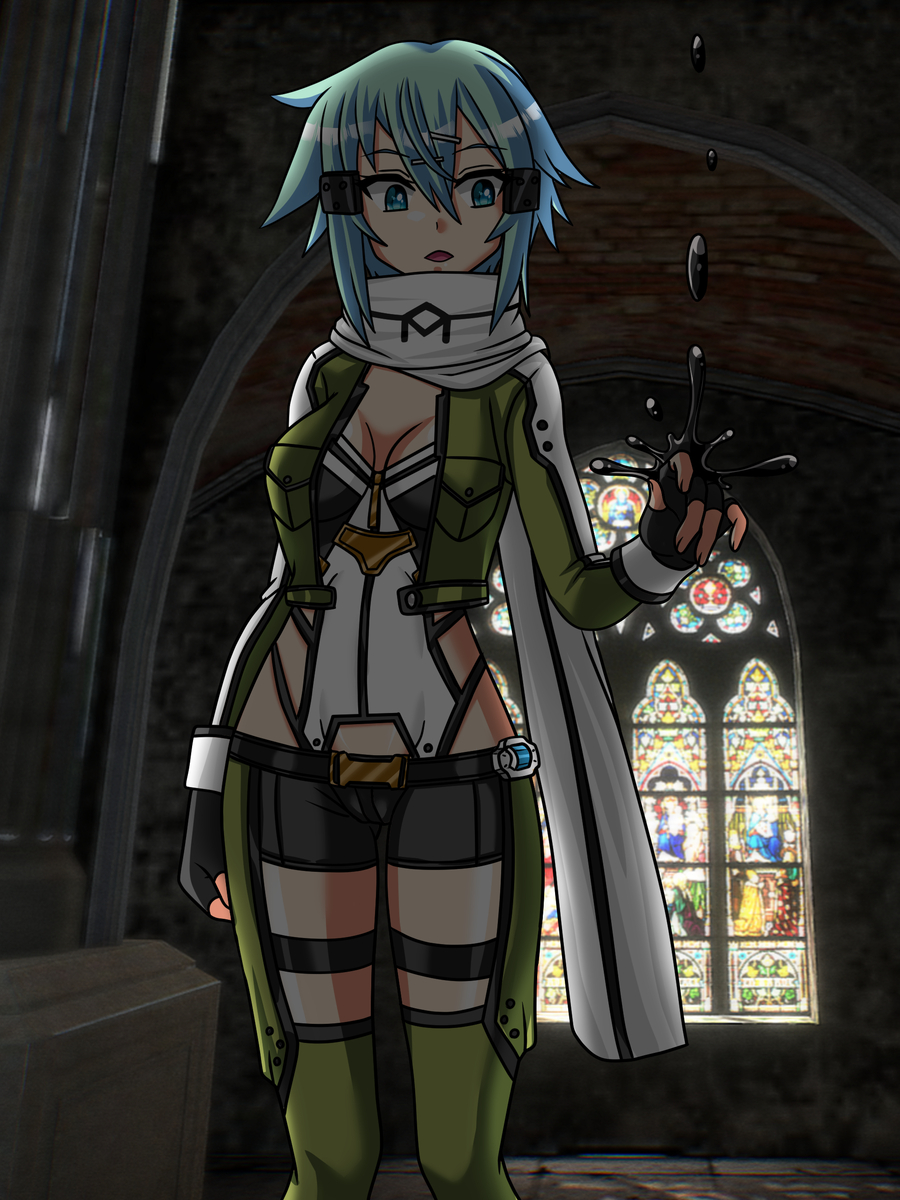 This is a pixiv picture whose title is Sinon's last scream.