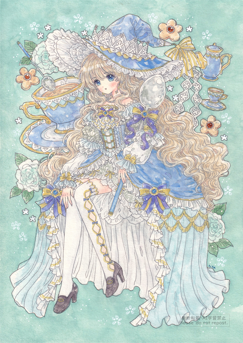 This is a pixiv picture whose title is ロイヤルミルクティ色の魔女.