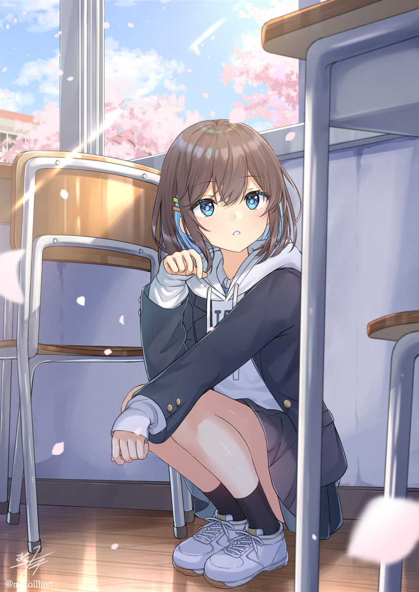 This is a pixiv picture whose title is 教室.