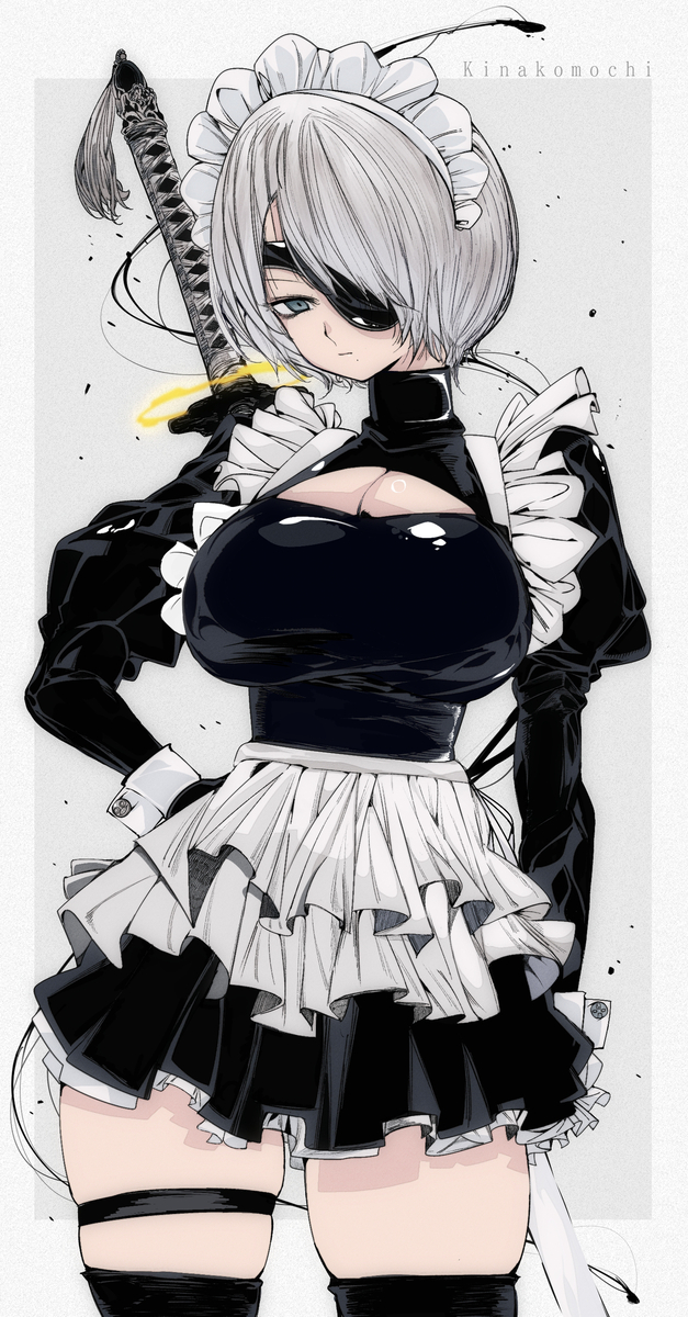 This is a pixiv picture whose title is NieR:Automata【メイド2B⚔️】.