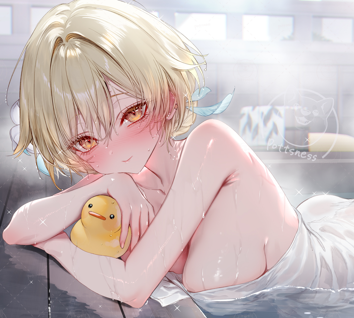 This is a pixiv picture whose title is 温泉ありがとう.