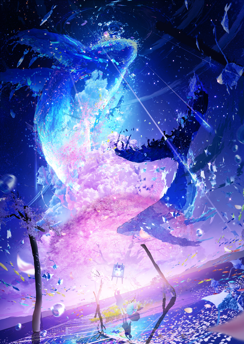 This is a pixiv picture whose title is 1♡1RTごとにリアルに1年成長する桜 ２万５000年の.