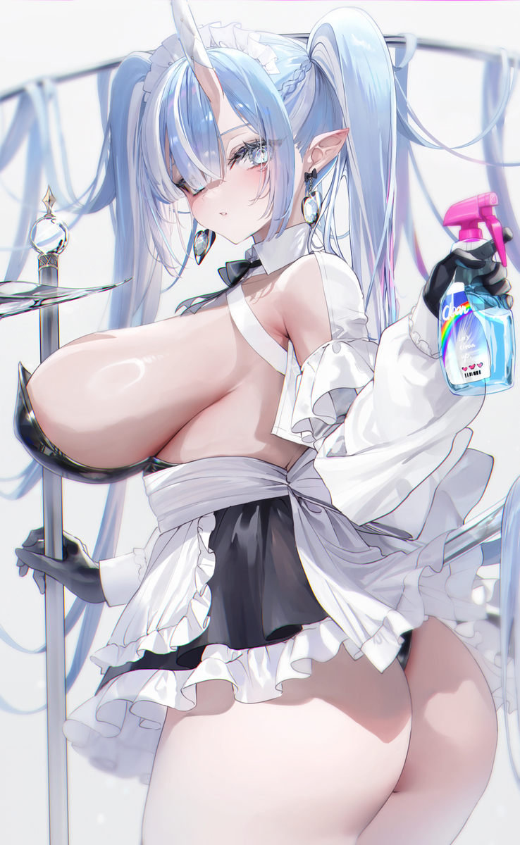 This is a pixiv picture whose title is 鬼メイド.